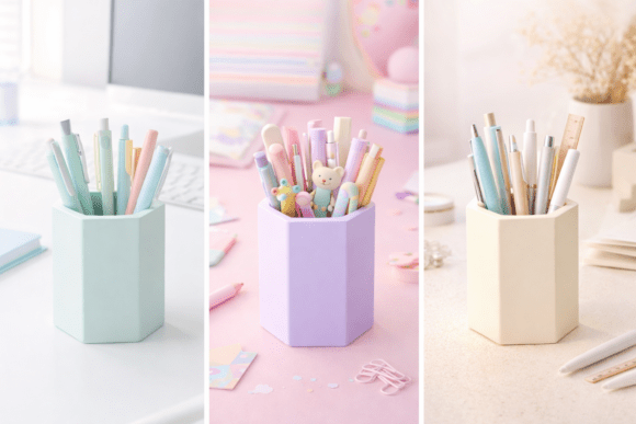 Cute Pastel Kawaii Pen Holder for 3D Printing