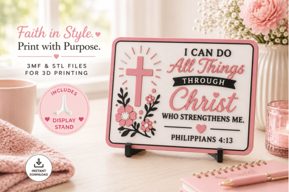 Faith Scripture Desk Decor 3D Print File: A Thoughtful Addition to Your Workspace