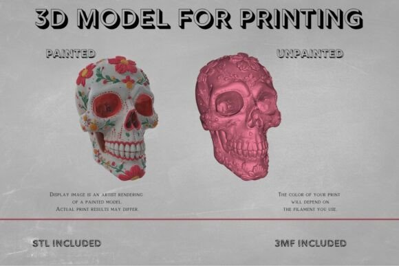 Floral Sugar Skull 3D Model: A Fusion of Art and Technology