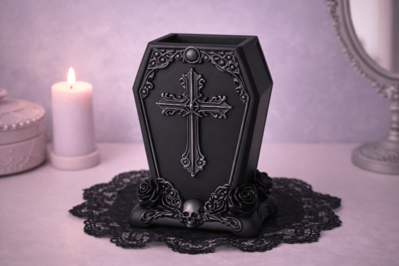 Gothic Coffin Makeup Brush Holder STL 3D Model for 3D Print