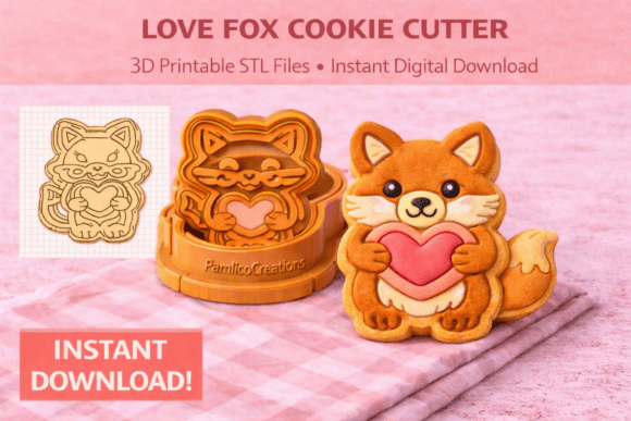 Love Fox Cookie Cutter STL for Easy 3D Printing