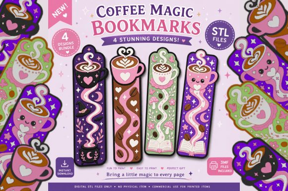Magical Coffee 3D Printing STL/3MF Files: A Versatile Option for Bookmark Enthusiasts