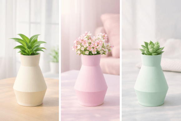 Modern Minimalist Geometric Vase 3D STL for 3D Print