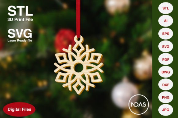 Snowflake Christmas Tree Ornament 7b: A Versatile Decorative Design for Creative Projects