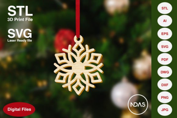 Snowflake Christmas Tree Ornament 7c: A Versatile Decorative Design for Creators and Crafters